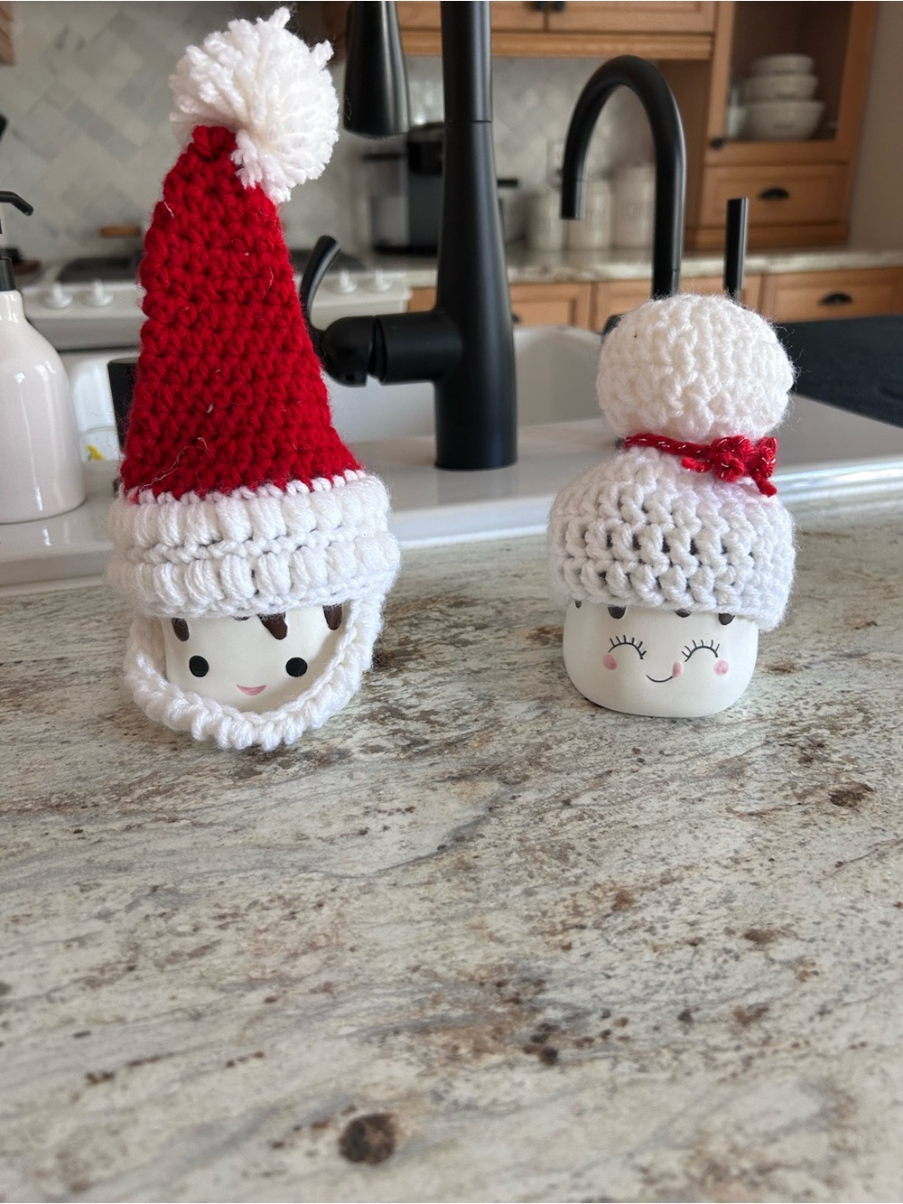 Handmade Holiday Marshmallow mug Covers - Red and White